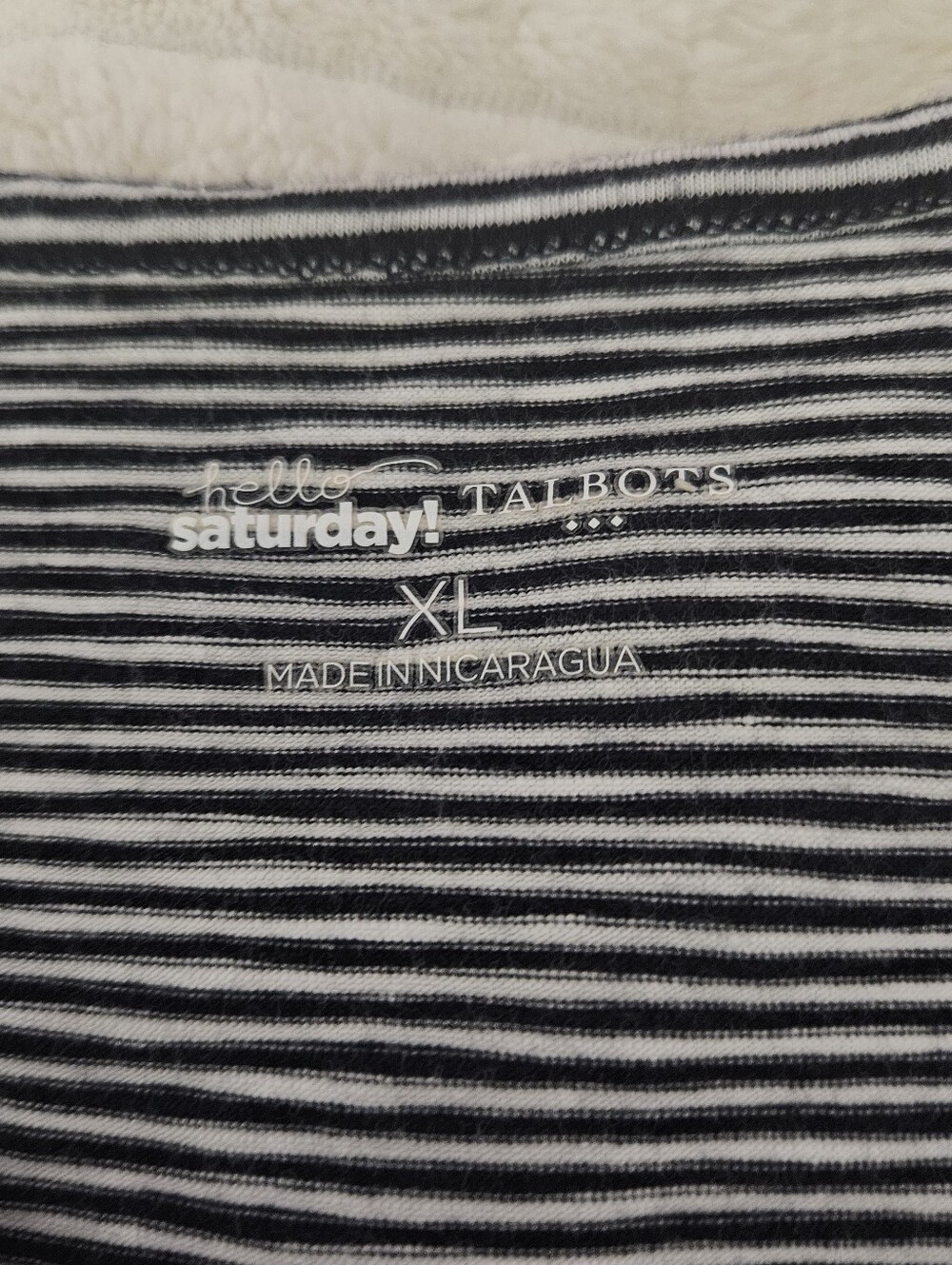 Talbots "Hello Saturday!" Collection Navy Blue & White Striped Tank Top, Size XL - Picture 2 of 3